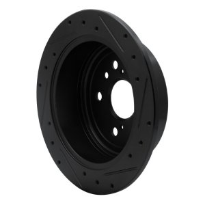 Lexus RX350 Brake Rotor (1) - Rear Left - R1 Concepts - Drilled & Slotted - Black - `04-`09